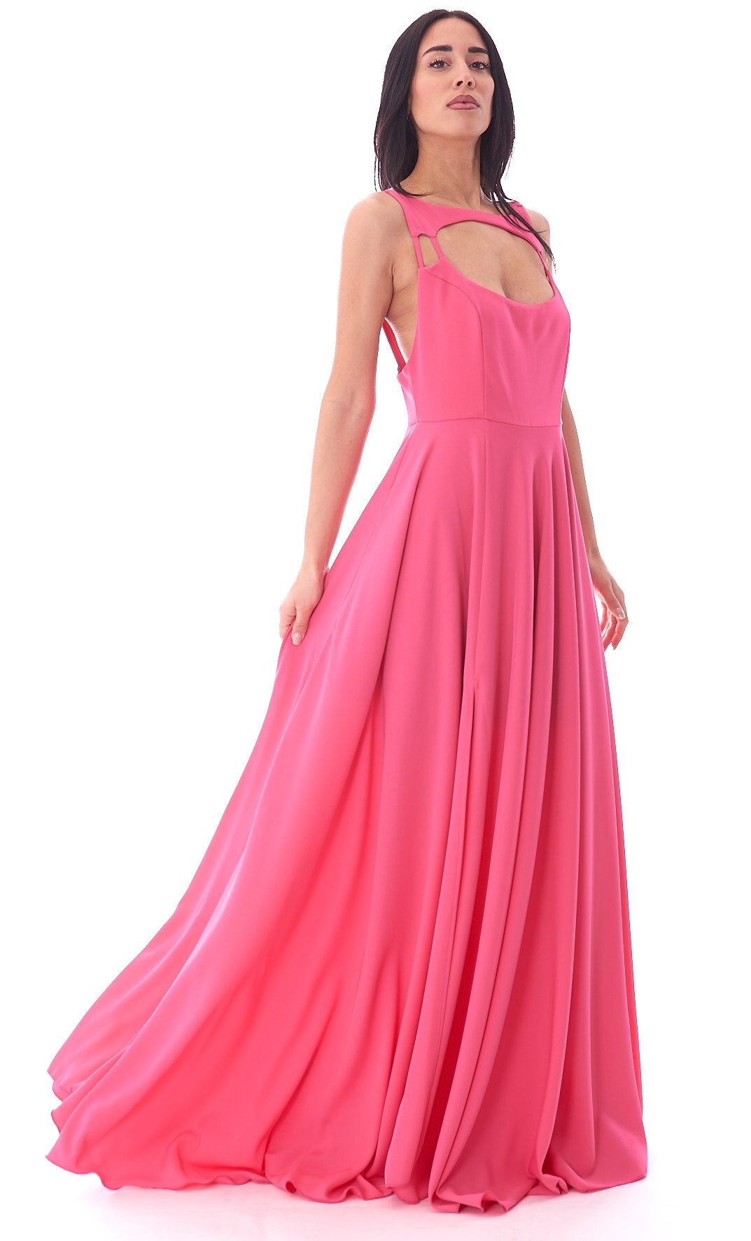 ABITO LUNGO FELEPPA CON SCOLLATURA OVALE, Colore Rosa