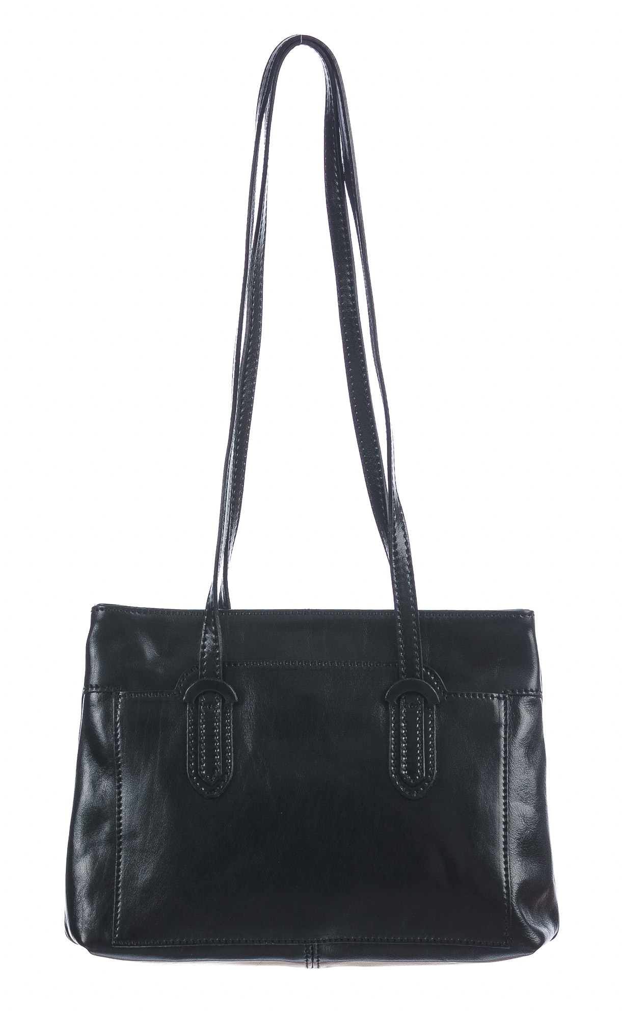 Borsa a spalla da donna in vera pelle MINA SMALL, colore NERO, CHIAROSCURO, Made in Italy