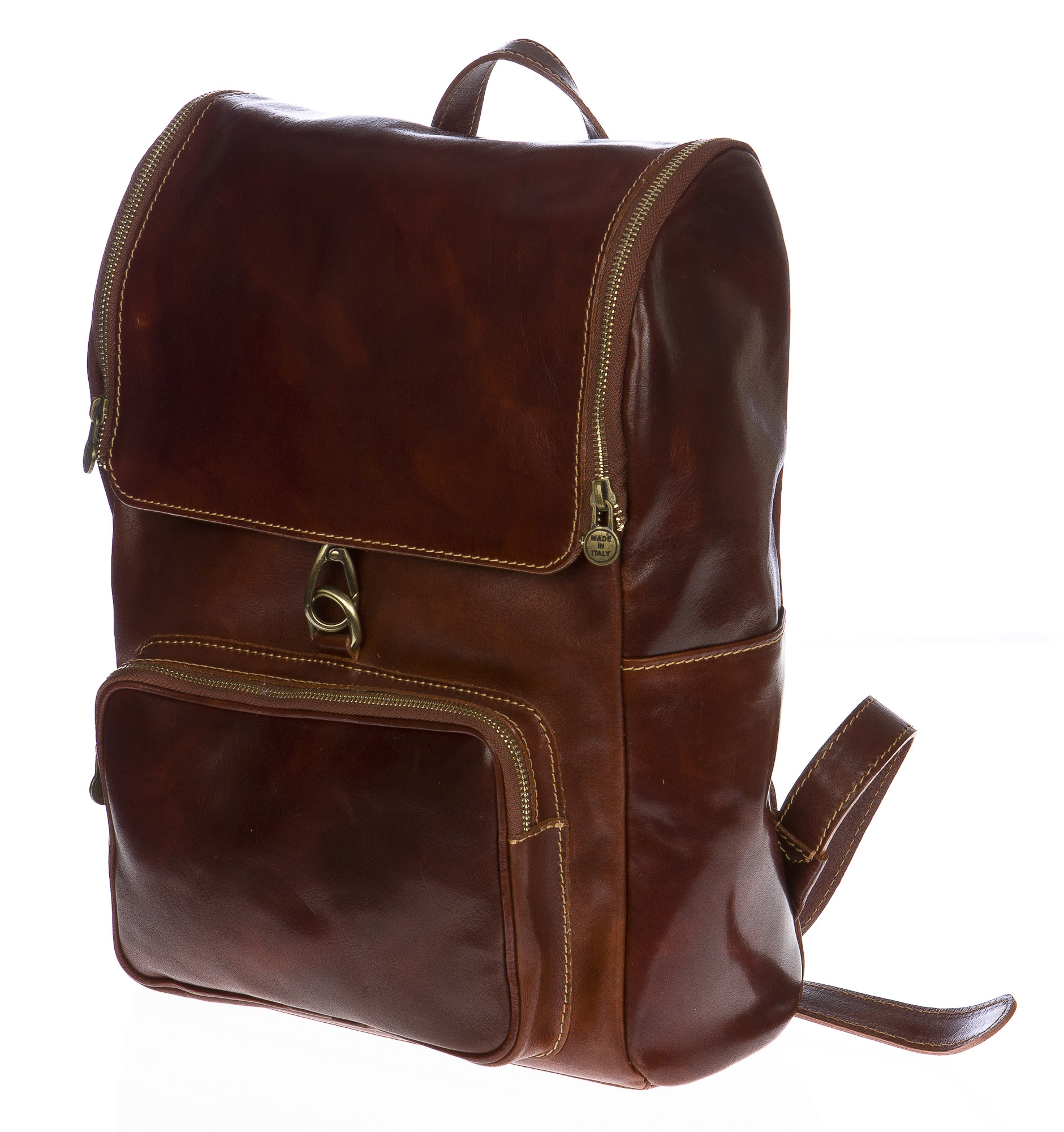 Borsa zaino in vera pelle CHIAROSCURO mod. MONTE EVEREST colore MARRONE Made in Italy.