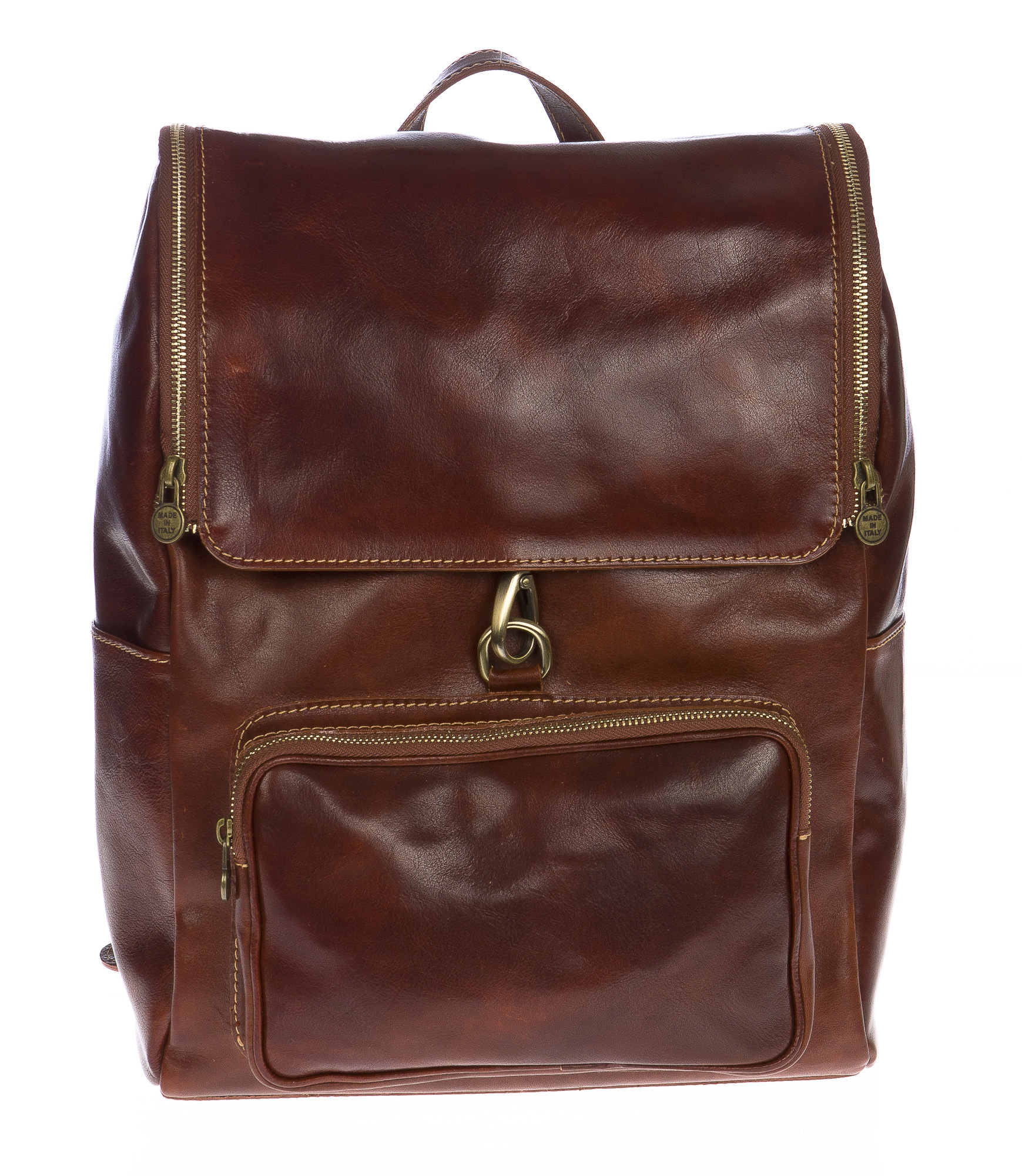 Borsa zaino in vera pelle CHIAROSCURO mod. MONTE EVEREST colore MARRONE Made in Italy.