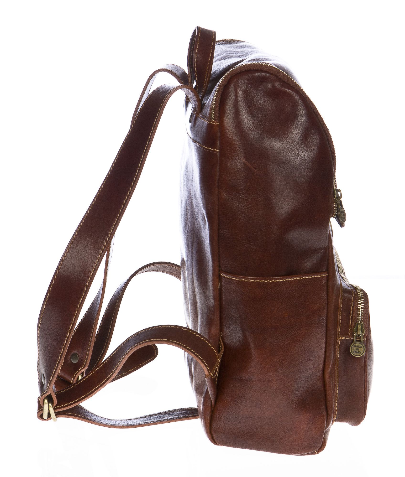 Borsa zaino in vera pelle CHIAROSCURO mod. MONTE EVEREST colore MARRONE Made in Italy.