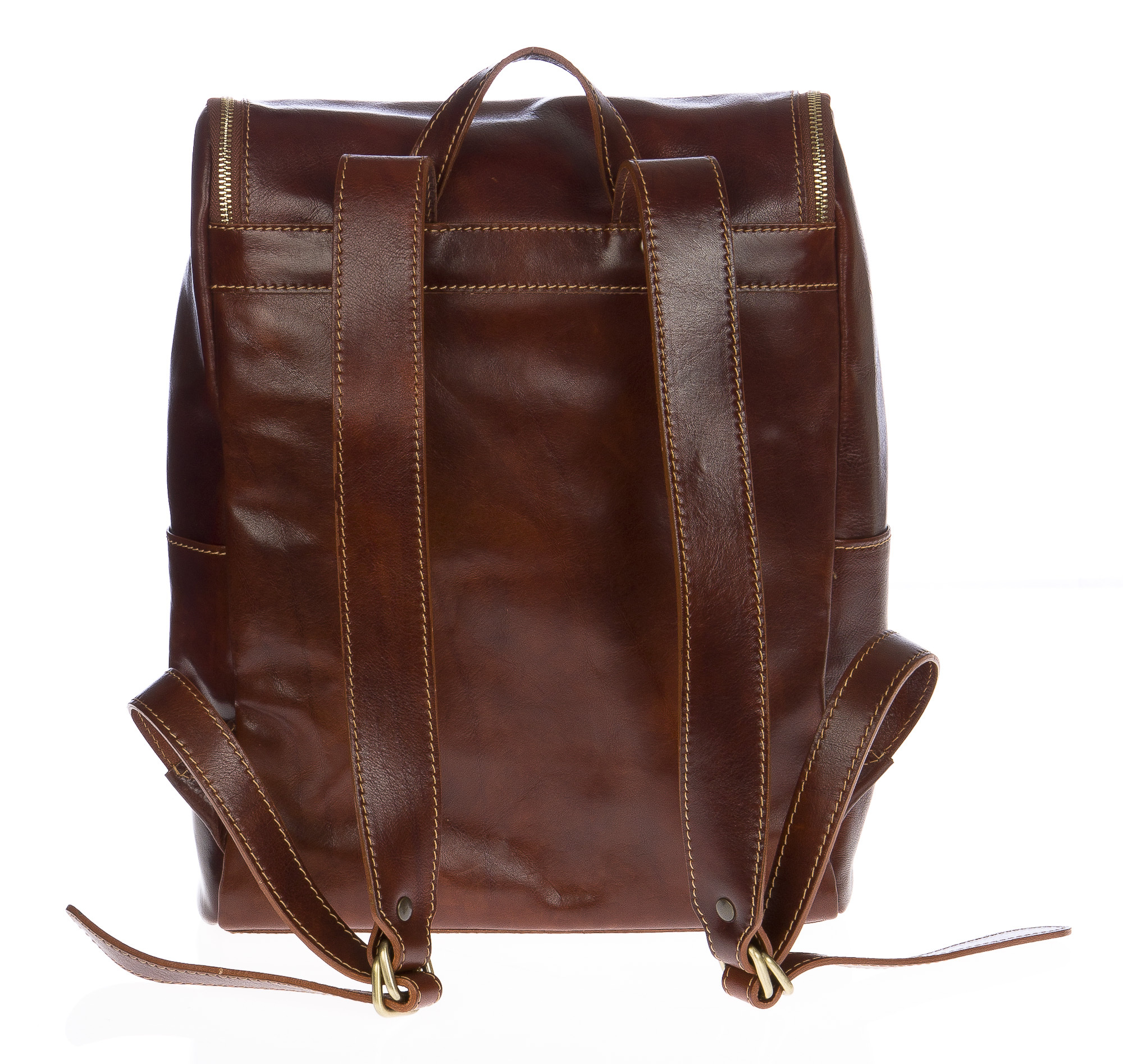 Borsa zaino in vera pelle CHIAROSCURO mod. MONTE EVEREST colore MARRONE Made in Italy.