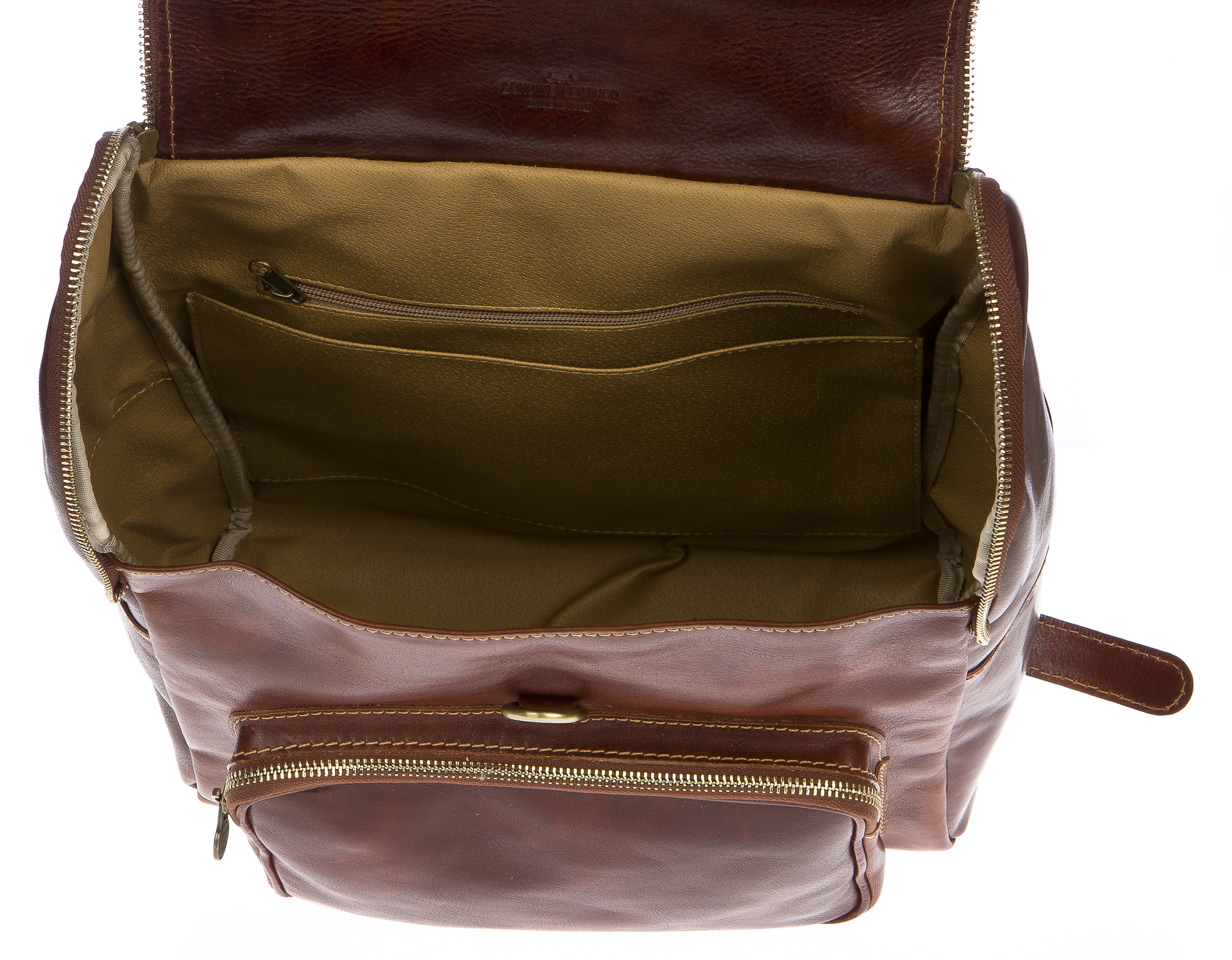 Borsa zaino in vera pelle CHIAROSCURO mod. MONTE EVEREST colore MARRONE Made in Italy.