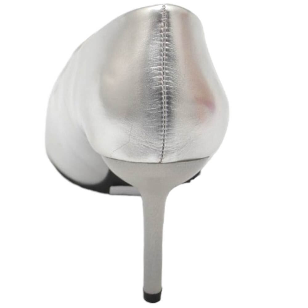 Malu Shoes Decolette' donna pelle matte argento satinato con punta gioiello tacco 10 cm spillo