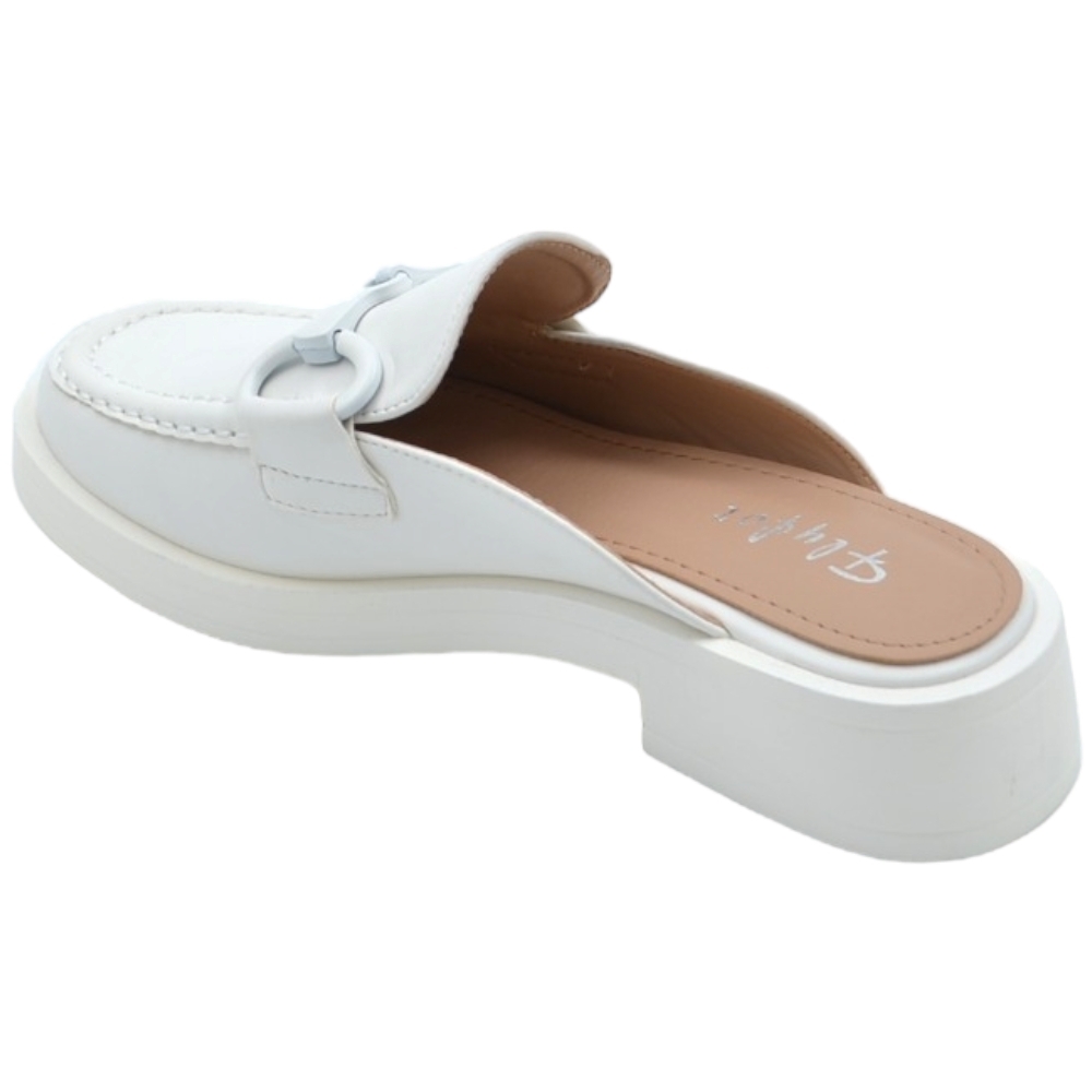 Malu Shoes Mocassino donna mules bianco con morsetto tono su tono aperto dietro gomma platform antiscivolo moda
