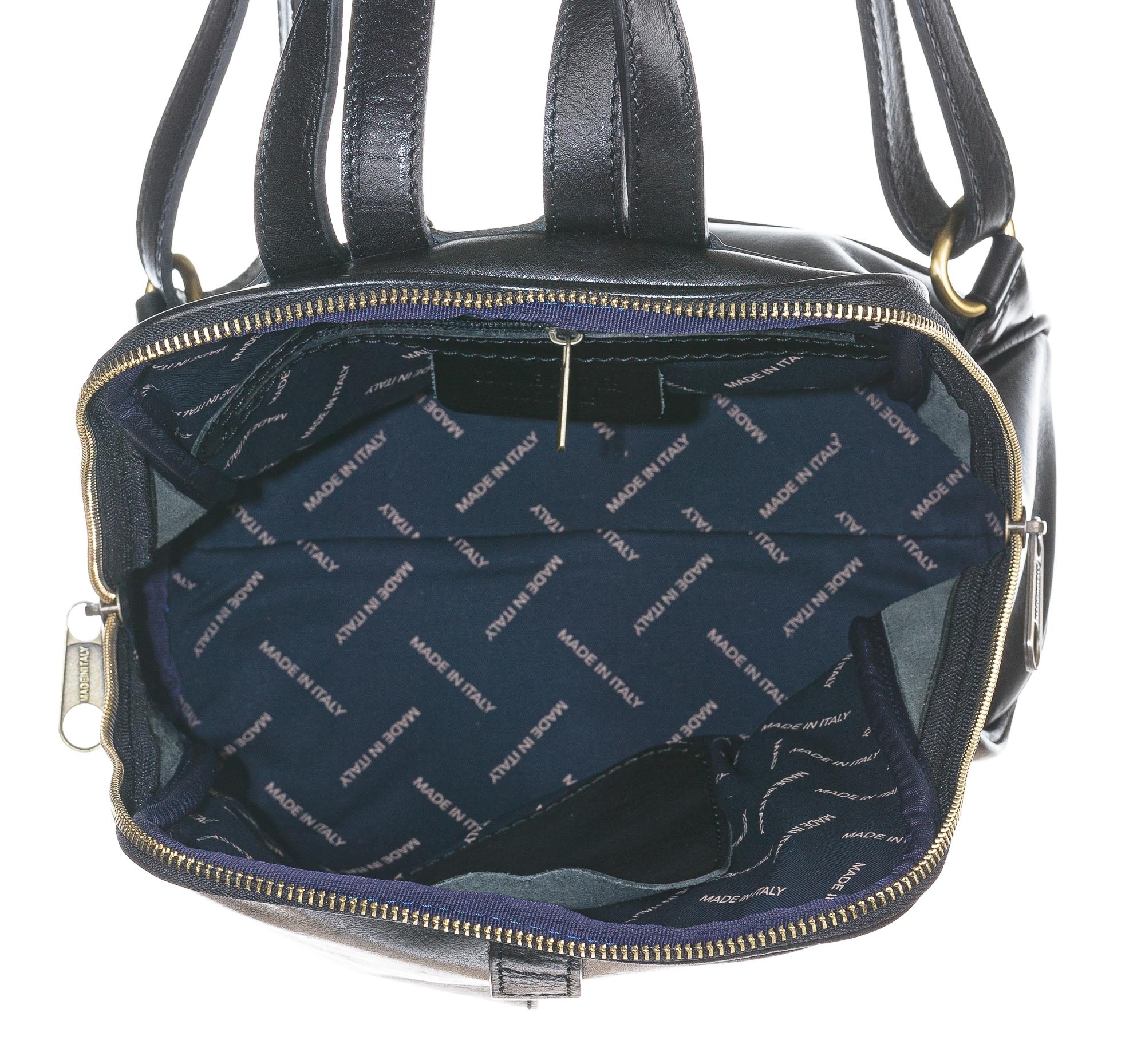 Zaino donna in vera pelle MONTE VENTUROSA, colore NERO, CHIAROSCURO, Made in Italy