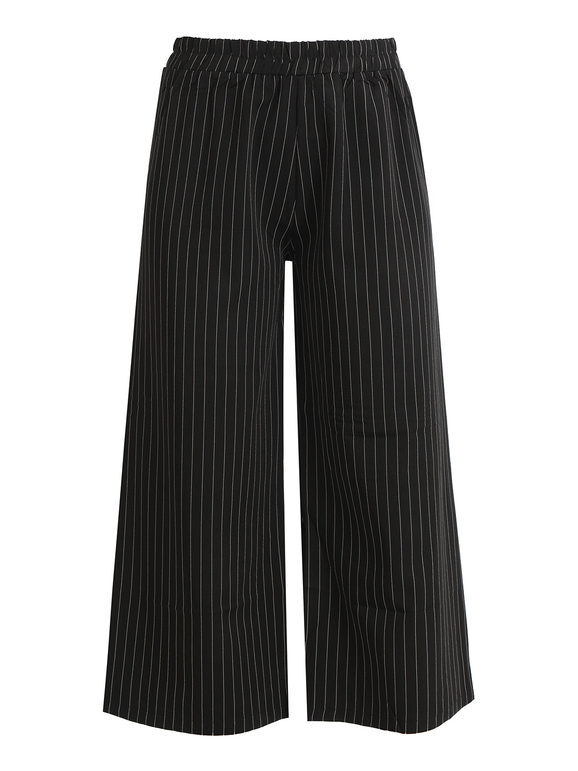 Solada Pantaloni Gessati Donna a Gamba Larga Casual Nero Taglia L