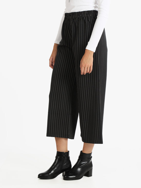 Solada Pantaloni Gessati Donna a Gamba Larga Casual Nero Taglia L