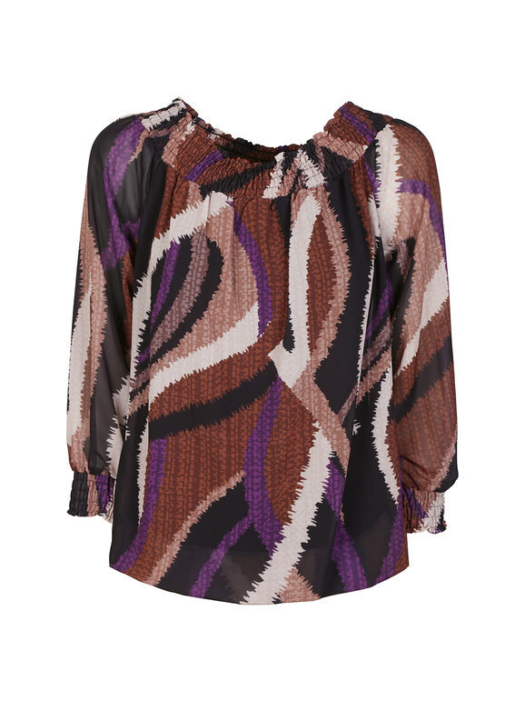 Pink Black Blusa Donna a Fantasia Bluse Nero Taglia Unica