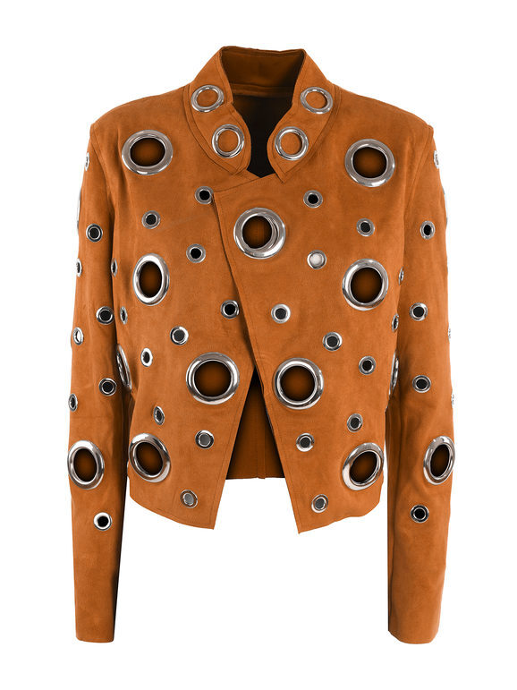 Solada Giacca Donna In Tessuto Scamosciato Con Anelli Leggere Beige Taglia S