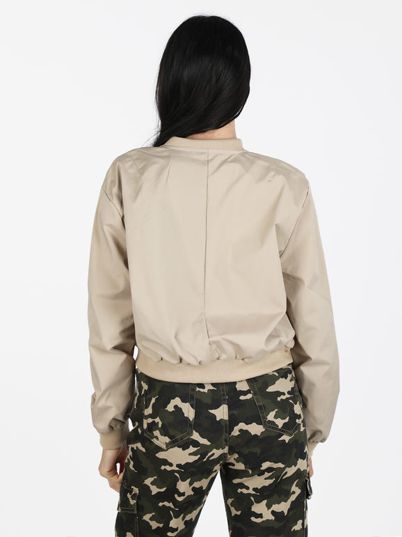 Solada Giacca Bomber Cropped Da Donna Leggere Beige Taglia S/m