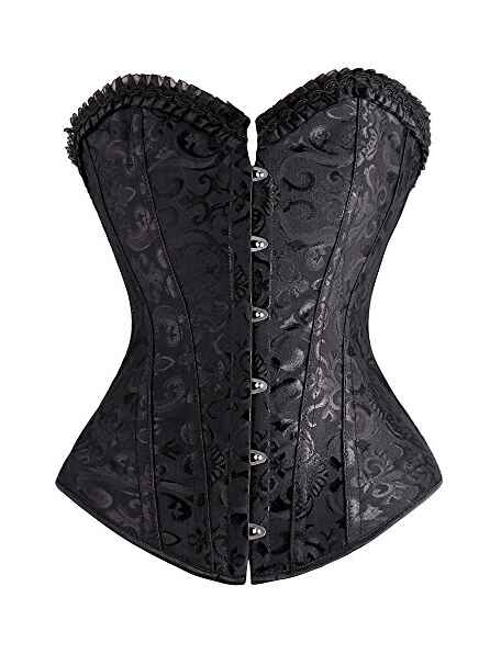 Corsetto Busto Korsage R-Dessous Nero – Rockabilly, Vittoriano, Senza Ferretto, Taglie Dalla S Alla 4XL (70-110 Sottoseno)
