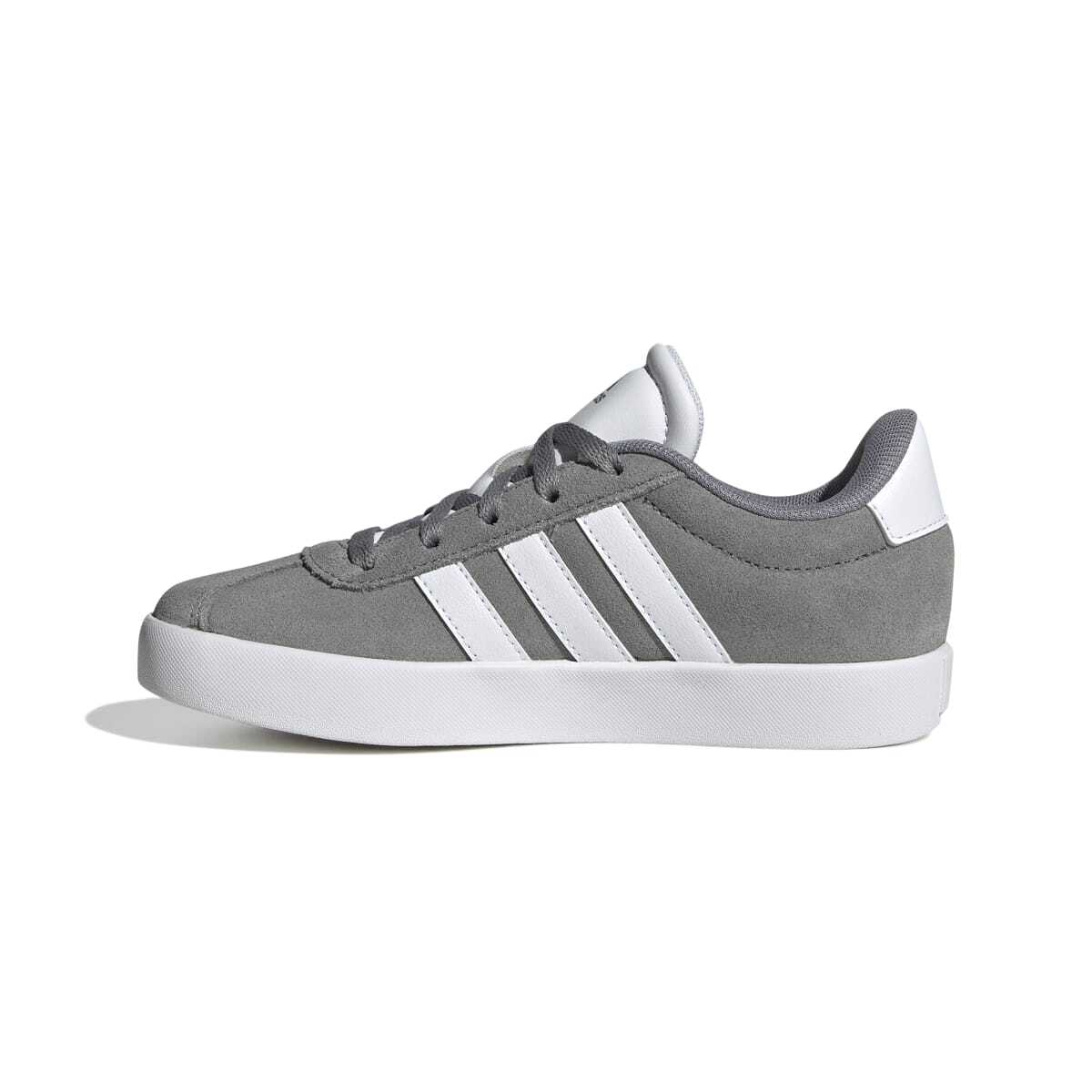 Sneakers grigie da ragazzo con strisce bianche adidas VL Court 3.0 K