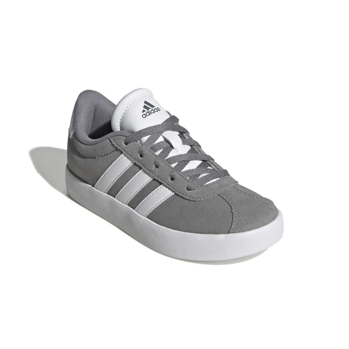 Sneakers grigie da ragazzo con strisce bianche adidas VL Court 3.0 K