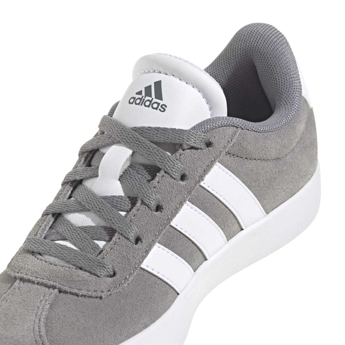 Sneakers grigie da ragazzo con strisce bianche adidas VL Court 3.0 K
