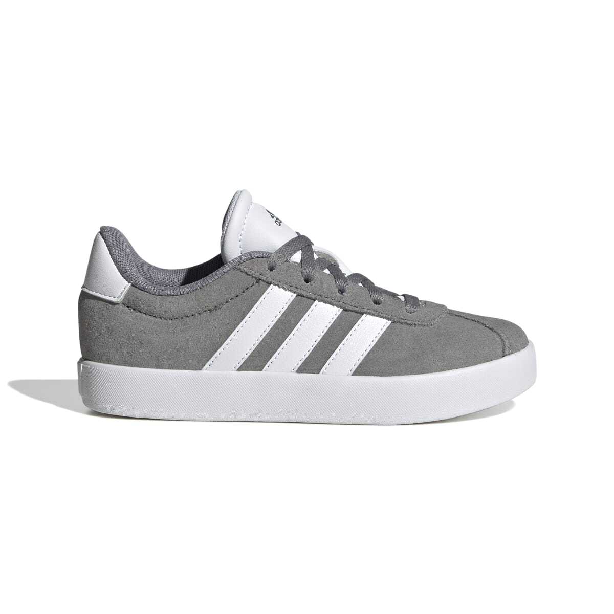 Sneakers grigie da ragazzo con strisce bianche adidas VL Court 3.0 K