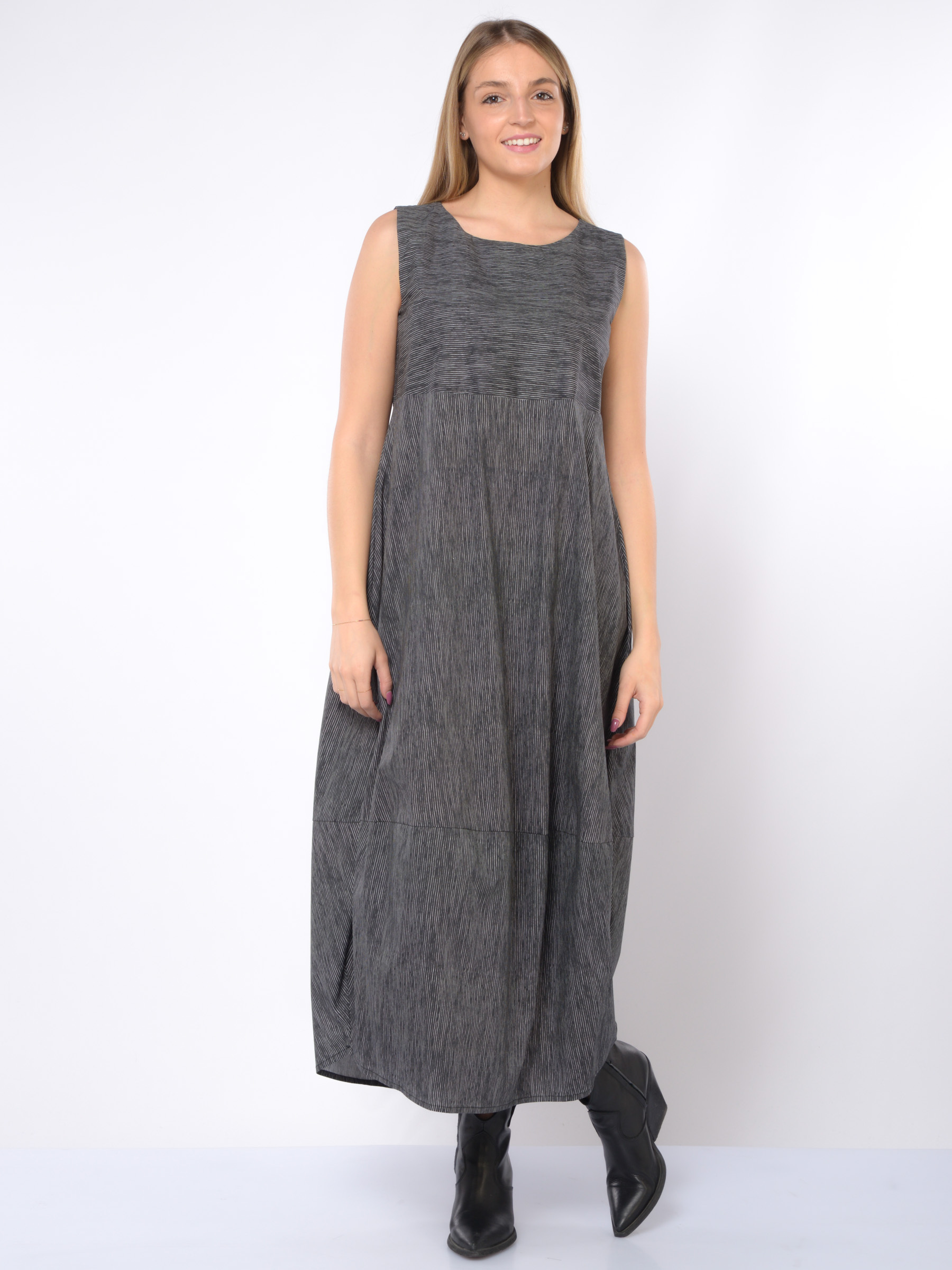 Abito Lungo Donna Senza Maniche Con Stampa Fiori Di Papavero, Maxi Abito Da Sera Per Feste In Spiaggia E Occasioni Eleganti