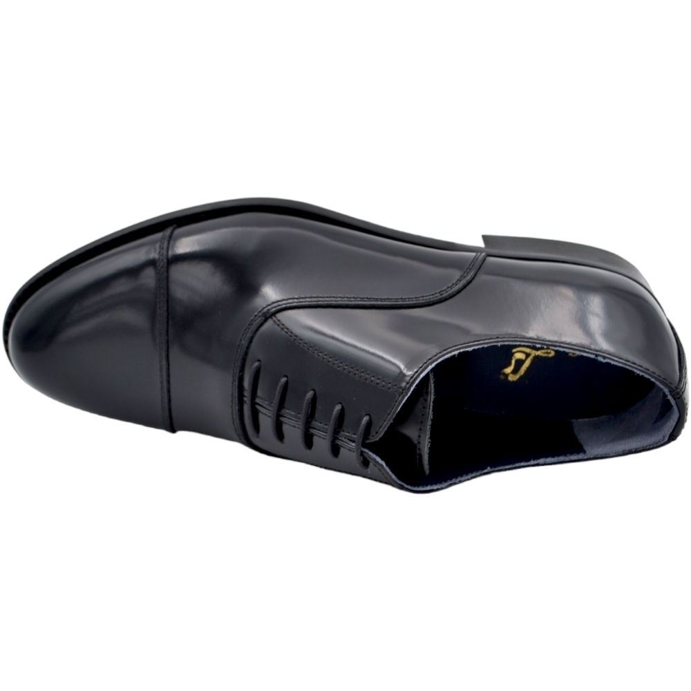 Scarpe Uomo Francesina Inglese Vera Pelle Lucida Nera Made In Italy - 2