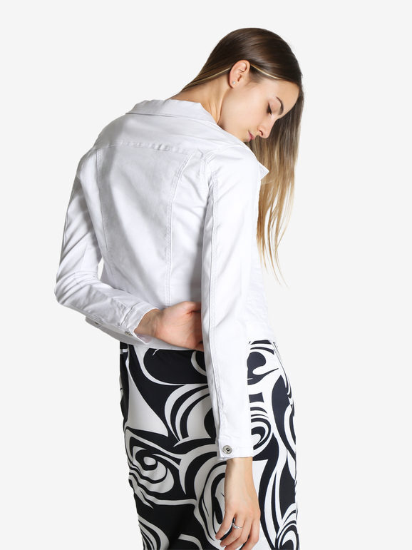 Solada Giacca In Jeans Donna Bianco Taglia L