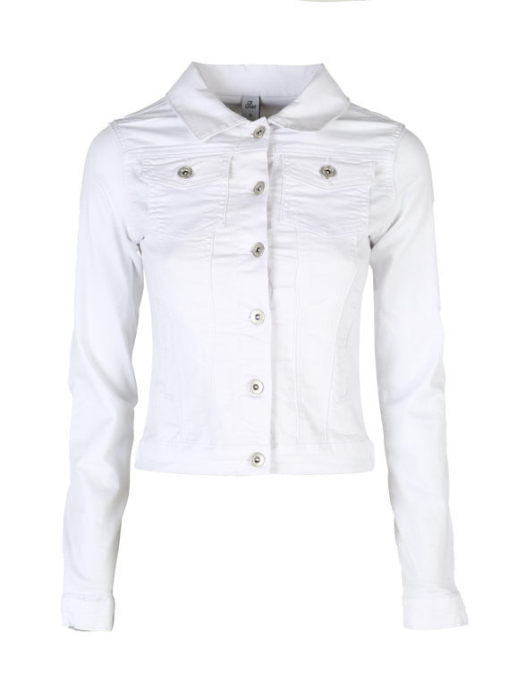 Solada Giacca In Jeans Donna Bianco Taglia L