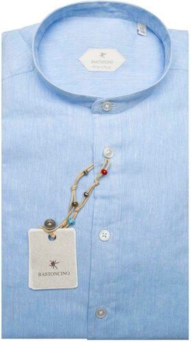 Camicia Kurta Uomo Bellstone In Misto Cotone | Tinta Unita Con Mezzo Bottone | Colletto Coreano E Maniche Arrotolabili | Taglia XL