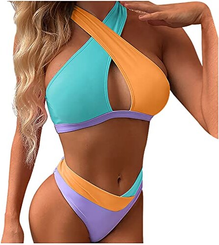 Bikini Vita Alta Donna Con Controllo Pancia - Costume 2 Pezzi Con Reggiseno Push-Up E Laccetti - 2