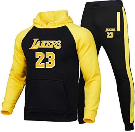 Lakers 23# Maglie da Basket Abbigliamento da Basket Pullover con Cappuccio e Pantaloni da Jogging GAOZI Set di Tuta da Ginnastica da Unisex Pantaloni e Felpa con Cappuccio 