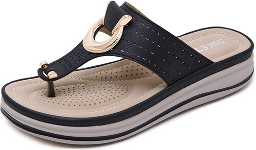 Ciabatte Donna Con Zeppa In Microfibra - Sandali Eleganti Per Spiaggia E Piscina - Foto 4