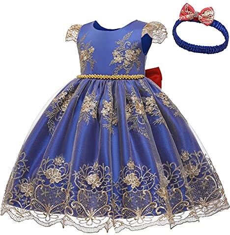 IMEKIS - Abito da principessa, in tulle e tulle con fiocco, per
