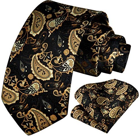 Set Cravatta E Fazzoletto Uomo COMVIP – Paisley Plaid Arancione – Morbido Come La Seta, Perfetto Per Matrimoni E Feste - 4