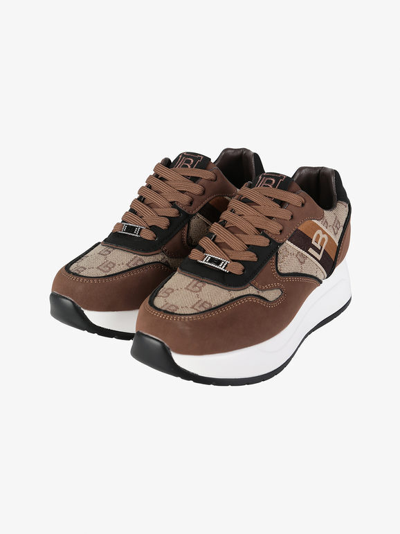 Laura Biagiotti Sneakers Donna Stringate Con Platform Marrone Taglia 37