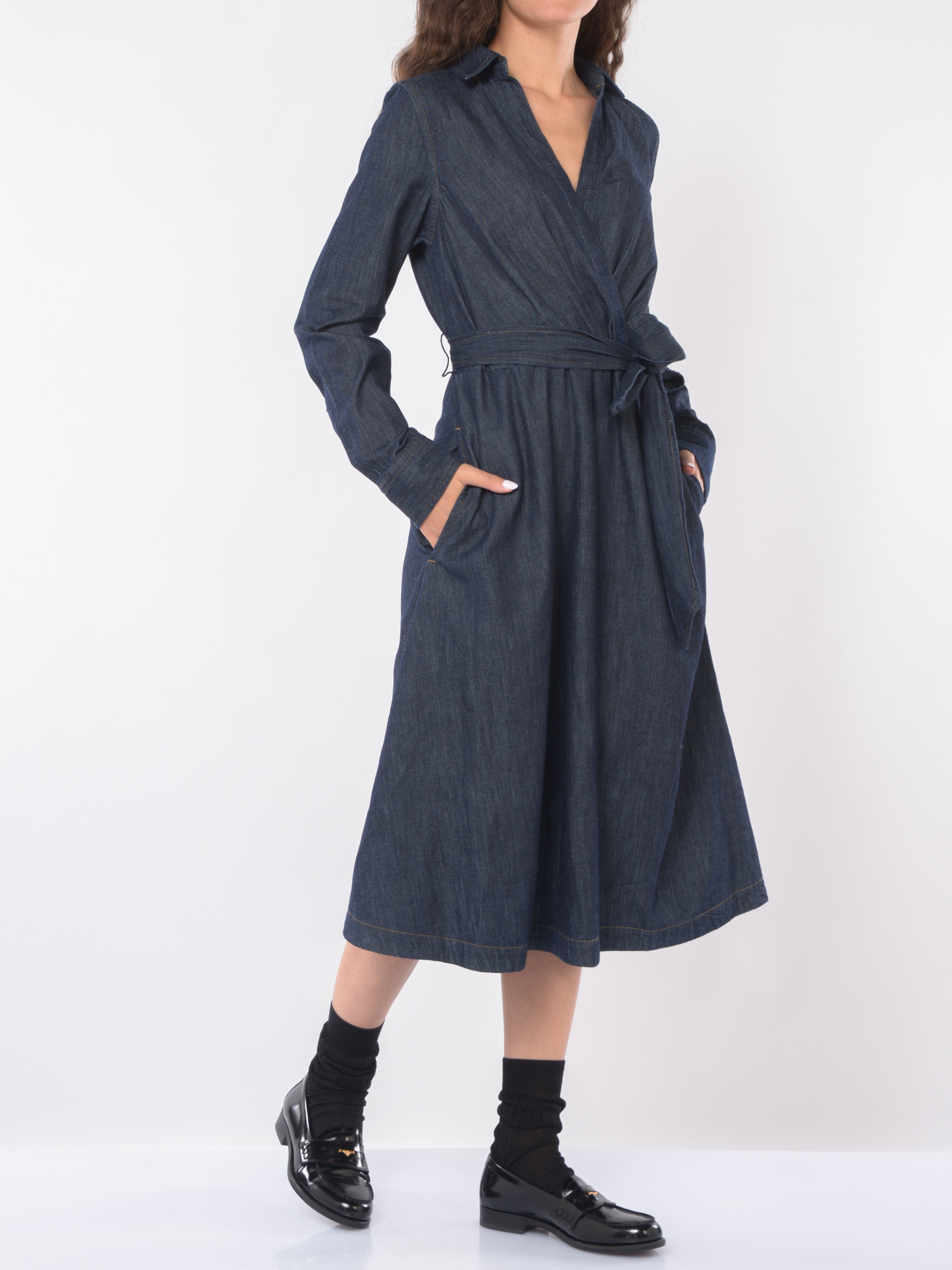 abito lungo da donna Ralph Lauren in denim con cintura