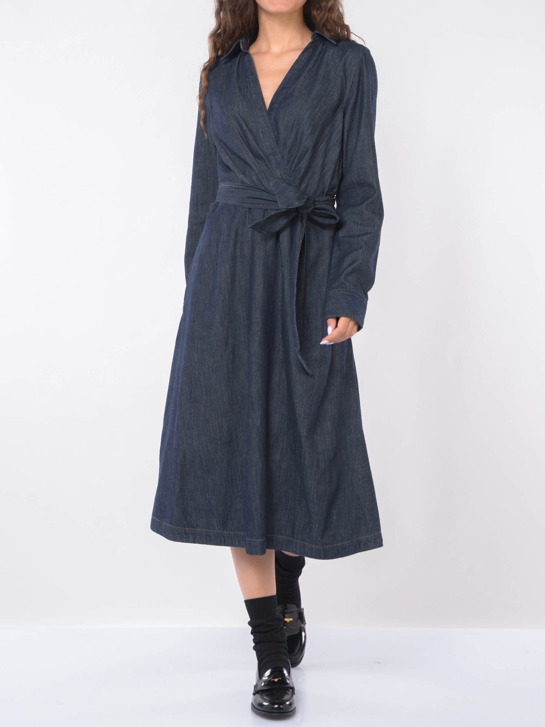 abito lungo da donna Ralph Lauren in denim con cintura