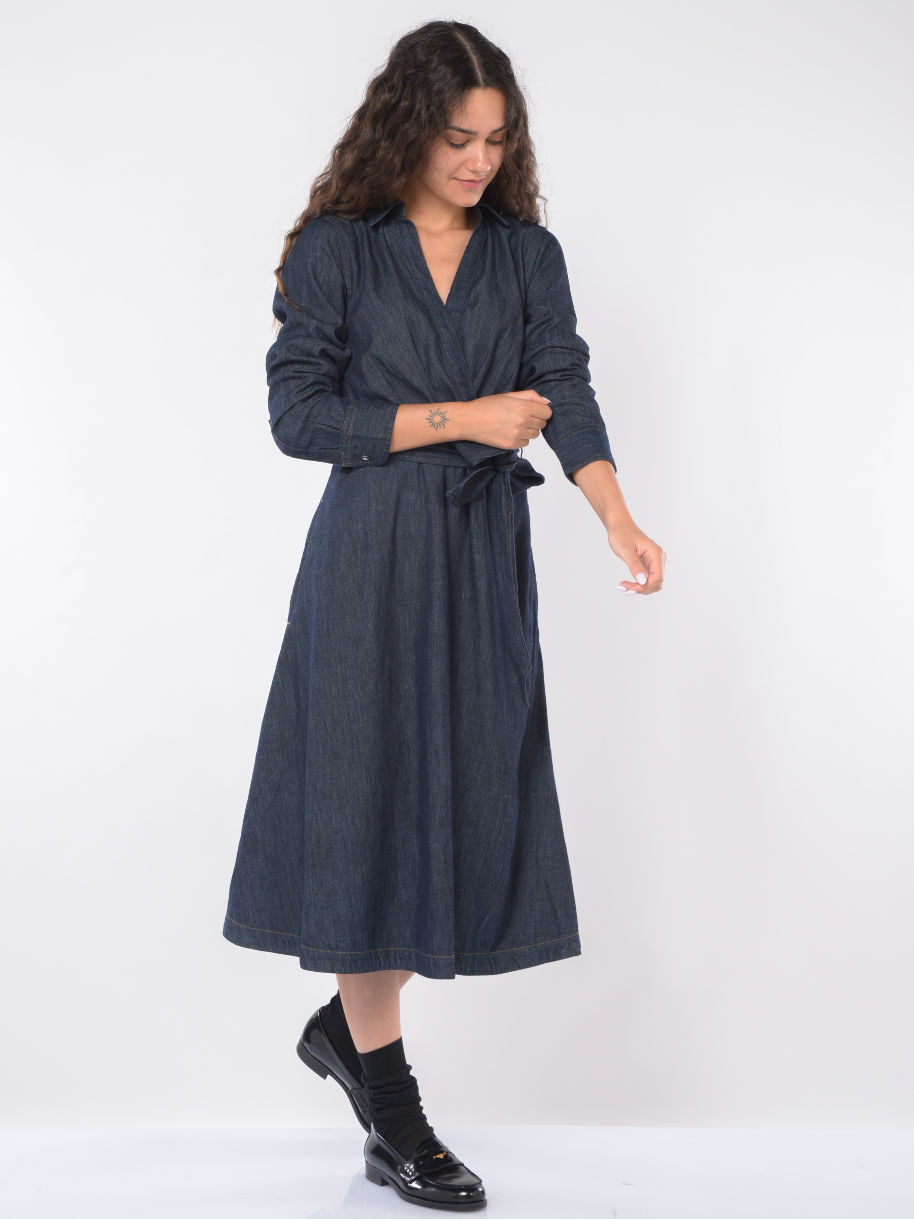 abito lungo da donna Ralph Lauren in denim con cintura