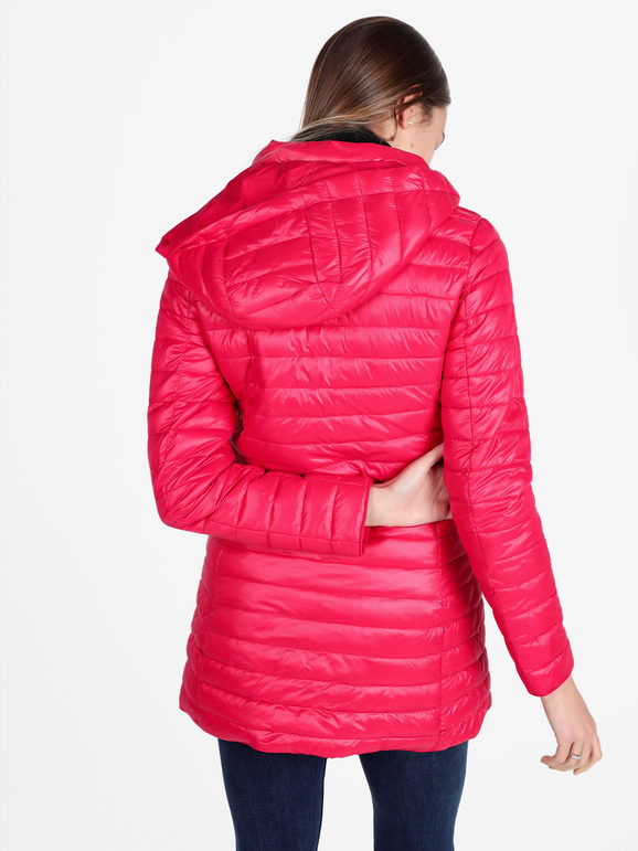 Solada Piumino Donna Lungo Reversibile Con Cappuccio Giacconi e Giubbotti Rosso Taglia S