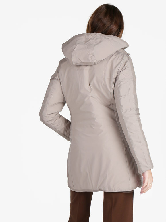 Solada Piumino Donna Lungo Reversibile Con Cappuccio Giacconi e Giubbotti Beige Taglia Xl