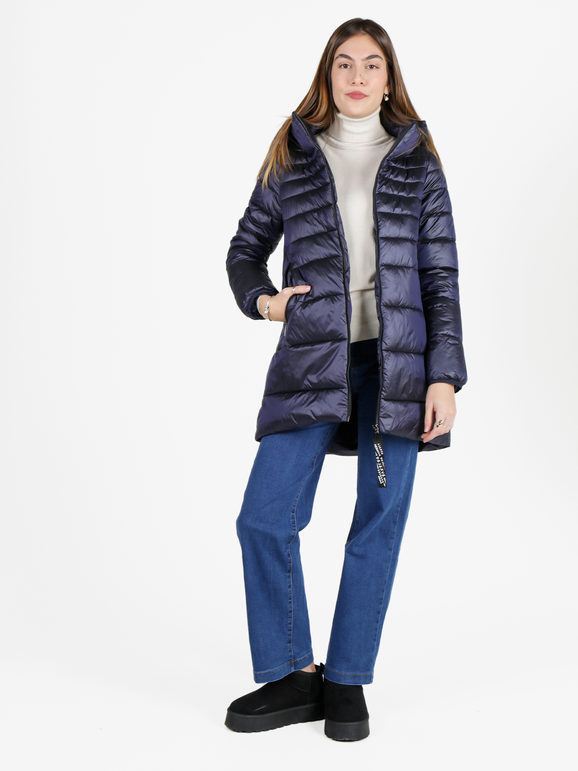 Ellen Rose Giubbotto Donna Imbottito Con Cappuccio Giacconi e Blu Taglia M