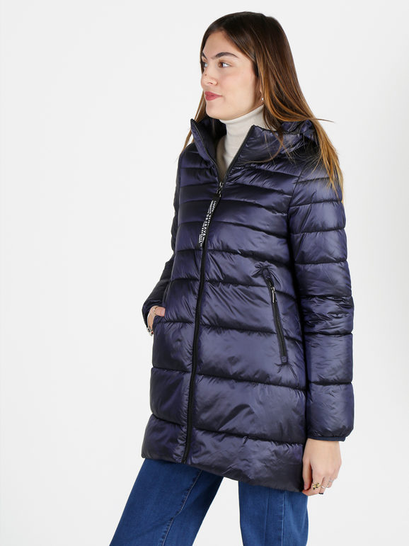 Ellen Rose Giubbotto Donna Imbottito Con Cappuccio Giacconi e Blu Taglia M