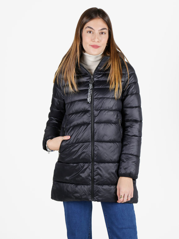 Ellen Rose Giubbotto Donna Imbottito Con Cappuccio Giacconi e Nero Taglia S