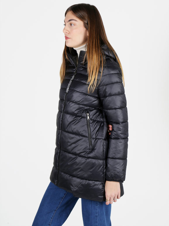 Ellen Rose Giubbotto Donna Imbottito Con Cappuccio Giacconi e Nero Taglia S