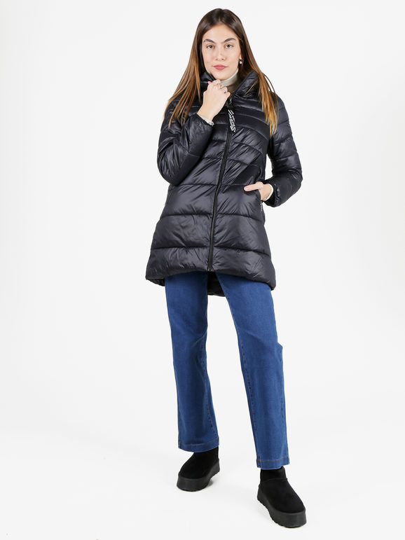 Ellen Rose Giubbotto Donna Imbottito Con Cappuccio Giacconi e Nero Taglia S