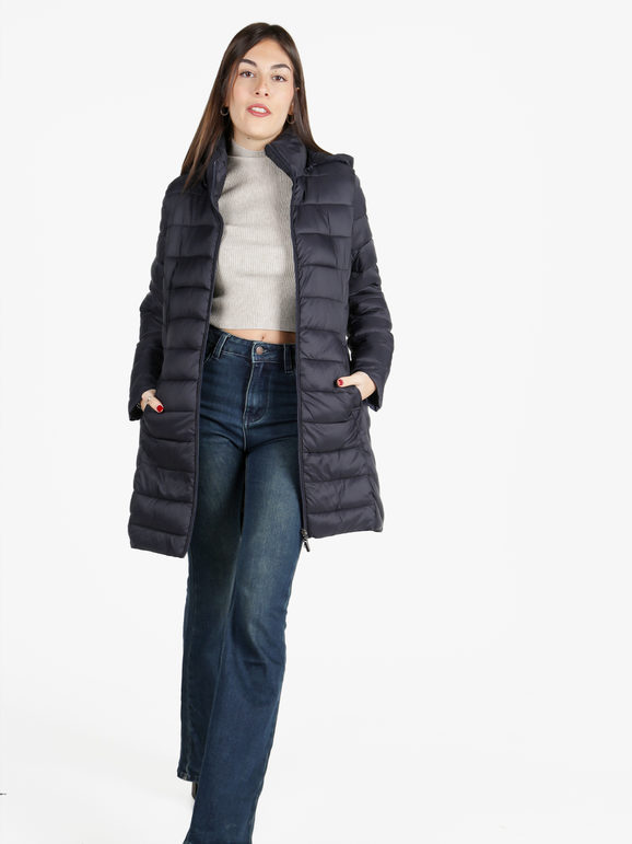 Flight Finery Piumino Lungo Da Donna Con Cappuccio Piumini Invernali Blu Taglia L