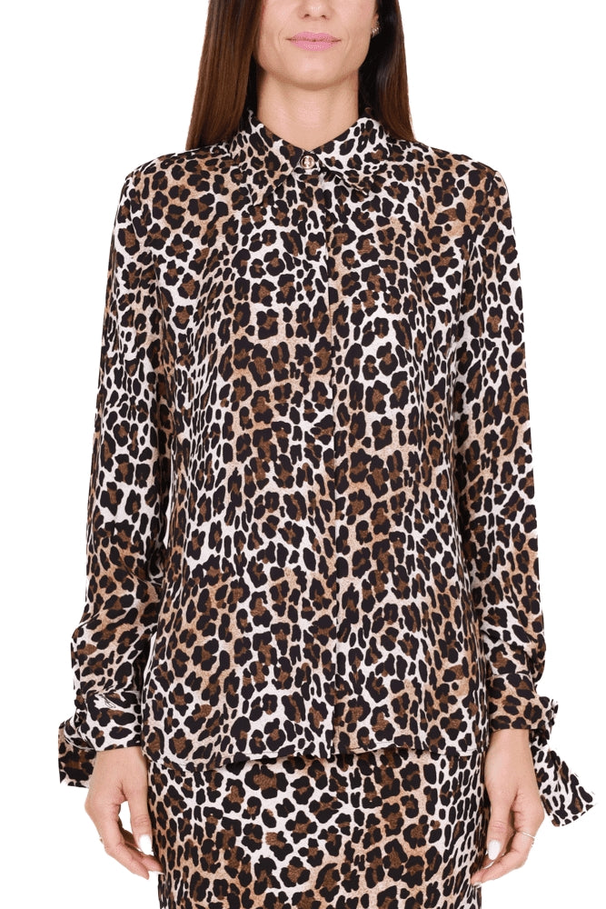 Elisabetta Franchi CAMICIA IN GEORGETTE STAMPA ANIMALIER NERO