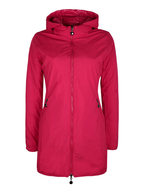 Solada Piumino Donna Lungo Reversibile Con Cappuccio Giacconi e Giubbotti Rosso Taglia S