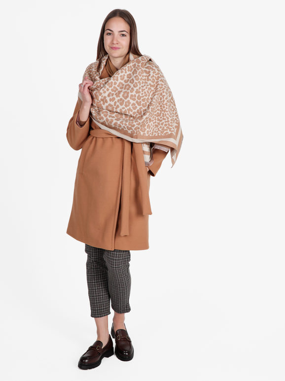 Solada Cappotto Donna Con Cintura e Bottoni a Doppiopetto Classici Marrone Taglia Unica