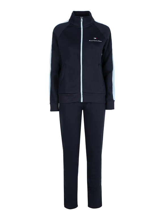 Scuola Nautica Italiana Tuta Donna Felpata 2 Pezzi Full Zip Tute Sportive Blu Taglia L