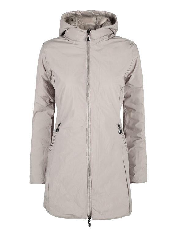 Solada Piumino Donna Lungo Reversibile Con Cappuccio Giacconi e Giubbotti Beige Taglia Xl
