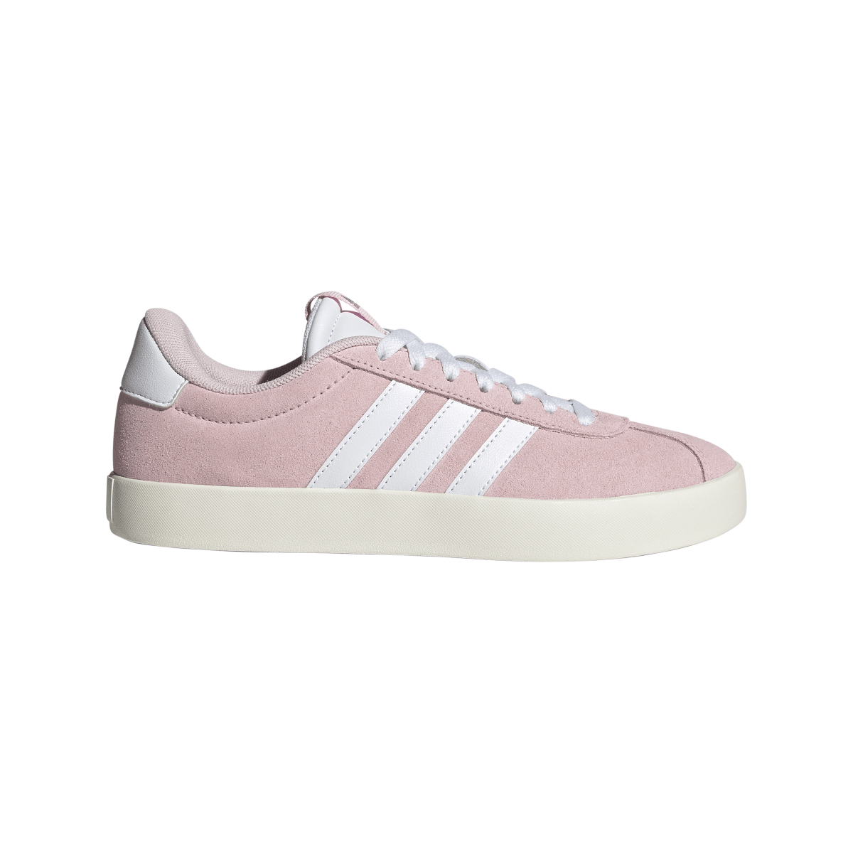 Sneakers da donna in pelle effetto scamosciato rosa e bianche adidas VL Court 3.0