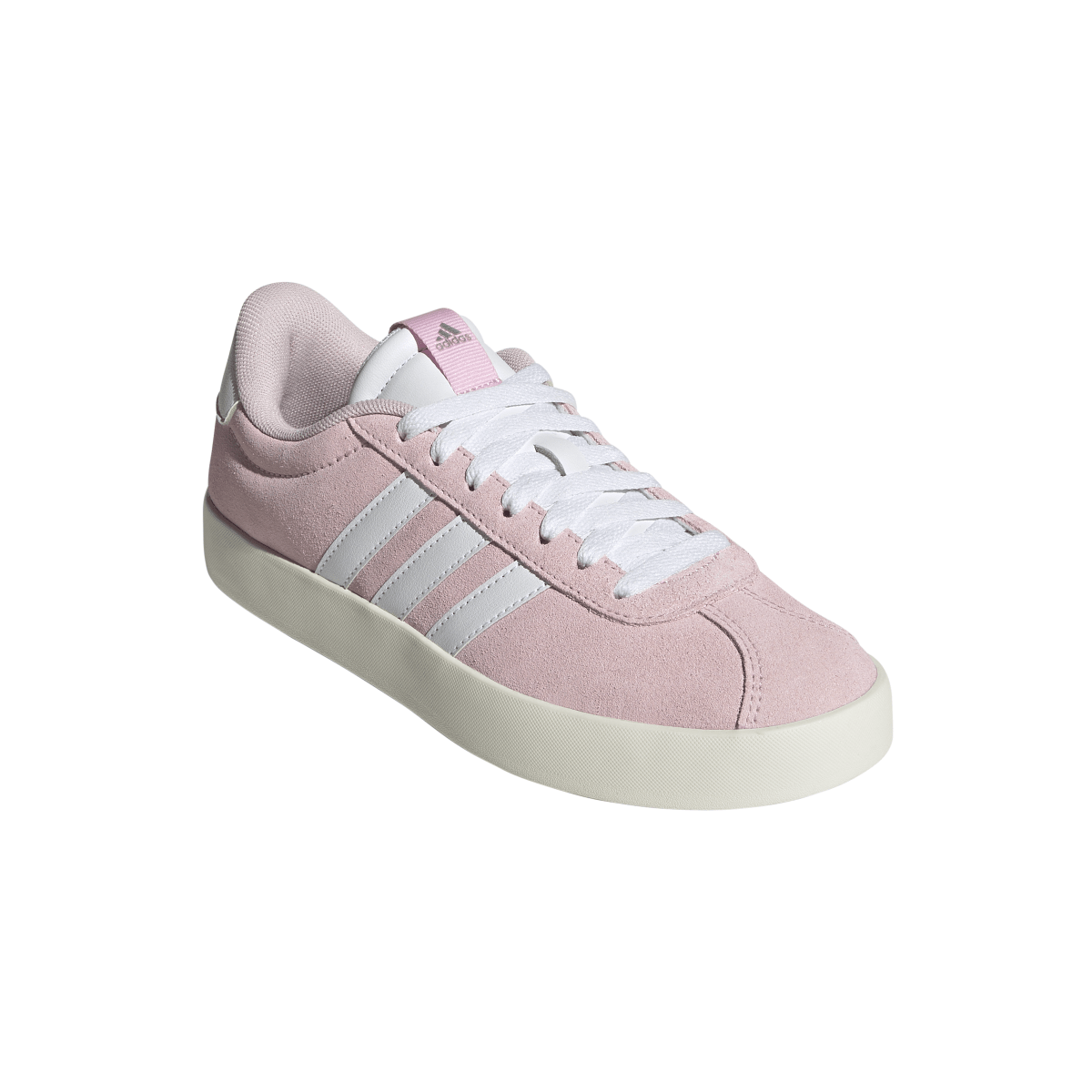 Sneakers da donna in pelle effetto scamosciato rosa e bianche adidas VL Court 3.0