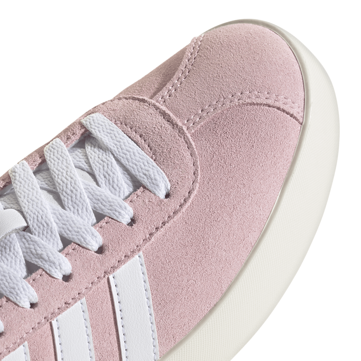 Sneakers da donna in pelle effetto scamosciato rosa e bianche adidas VL Court 3.0